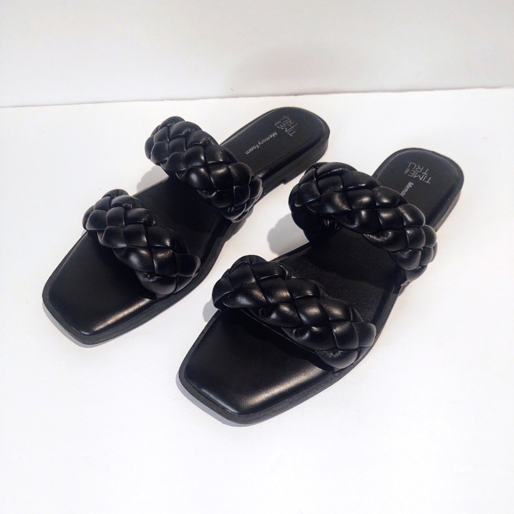 Time & Tru Braided Sandals Sz 8 Black - Picture 3 of 7